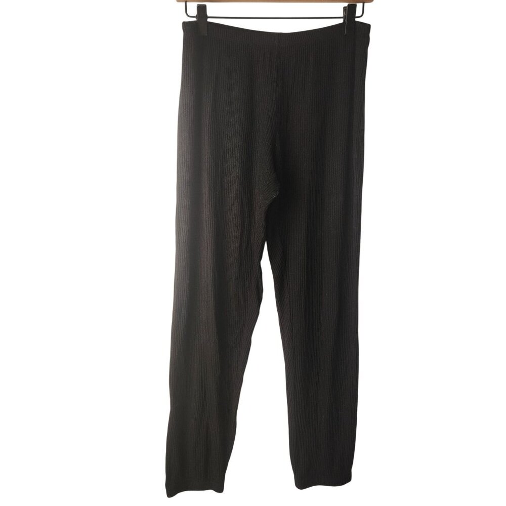 Eberjey Black Ribbed Lounge Pants Pajamas Sweatpants Joggers Women's M